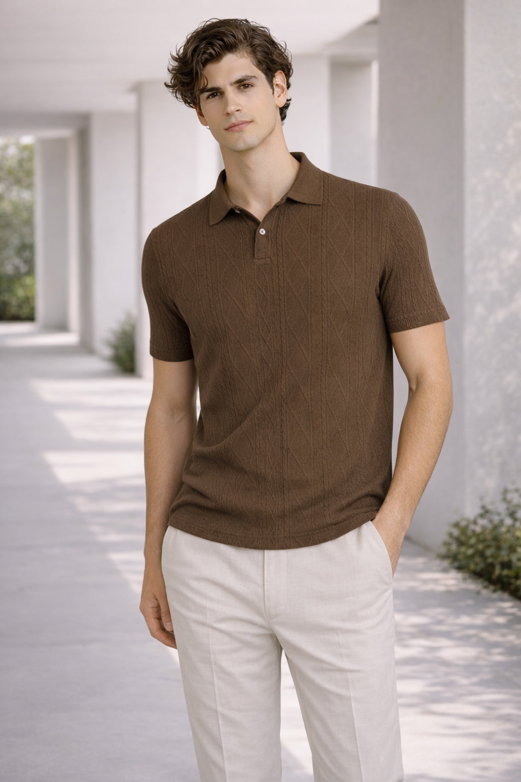 Men Flat Knit Polo T-Shirt