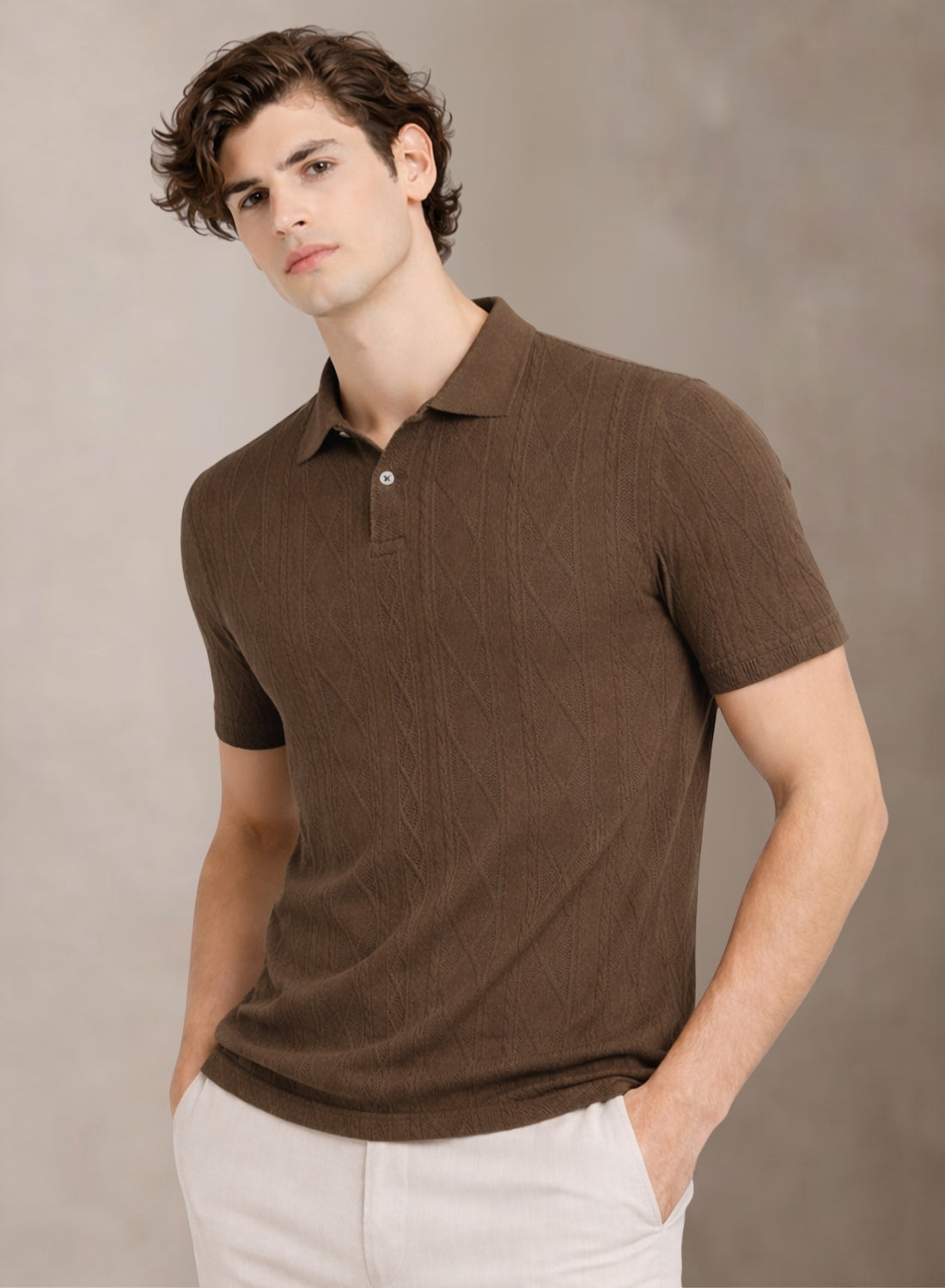 Men Flat Knit Polo T-Shirt