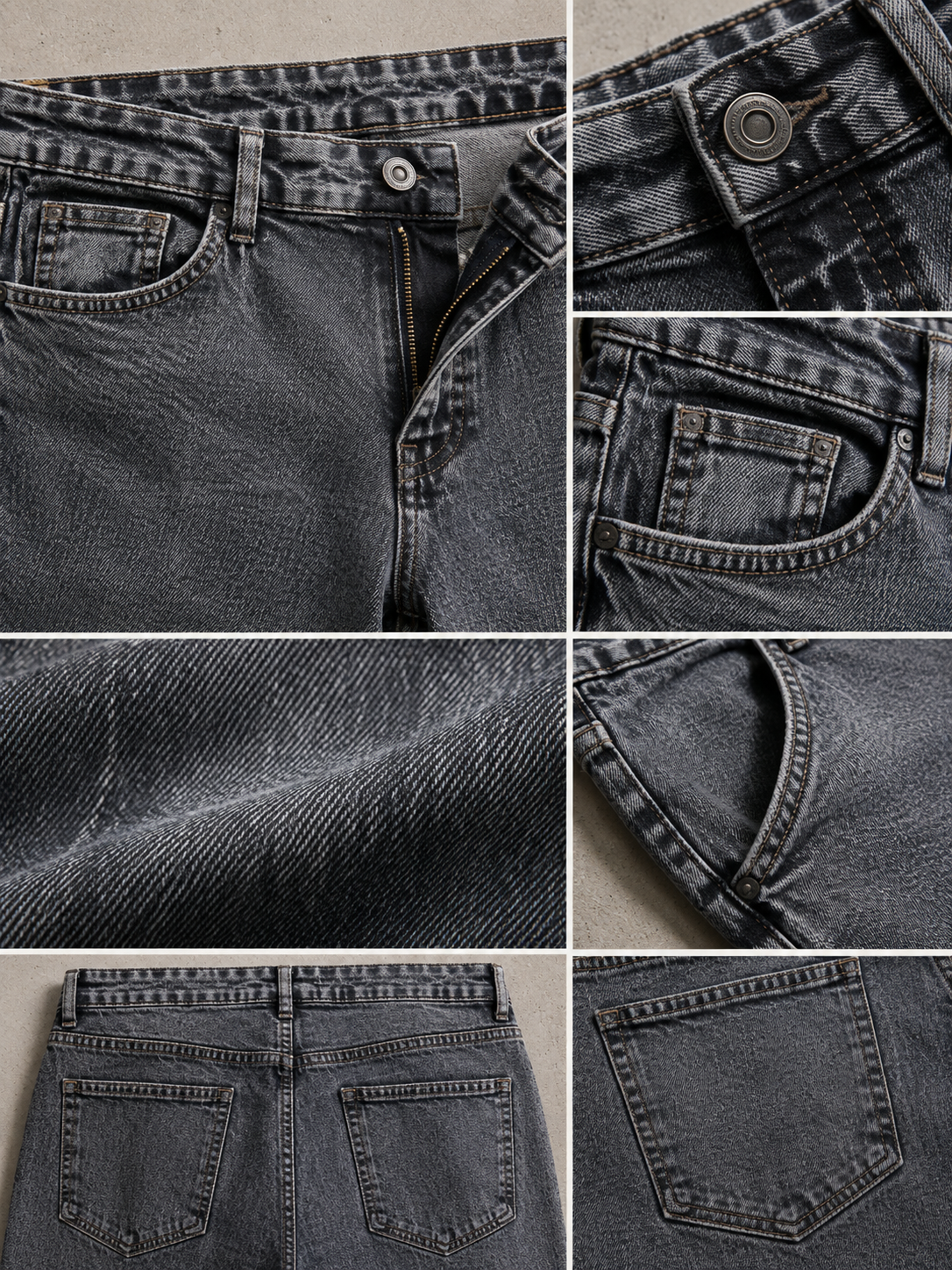 Men Washed Grey Straight Fit Jeans