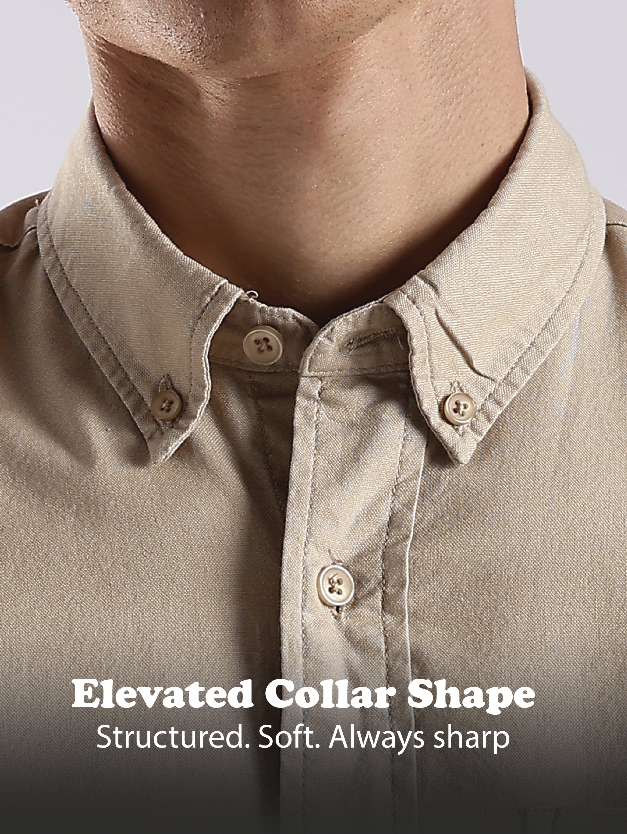 Men Cream Oxford Solid Shirt