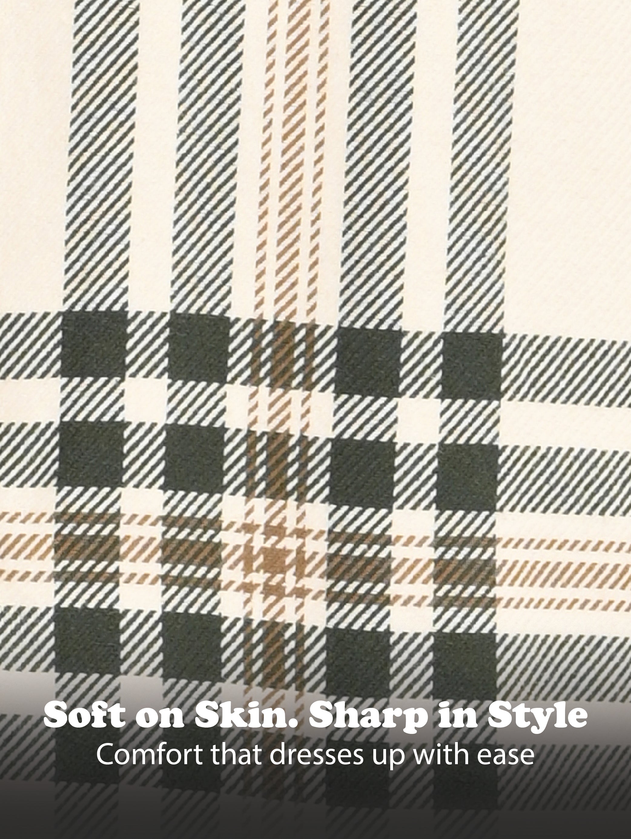 Men Cream Classic Checked Shirt