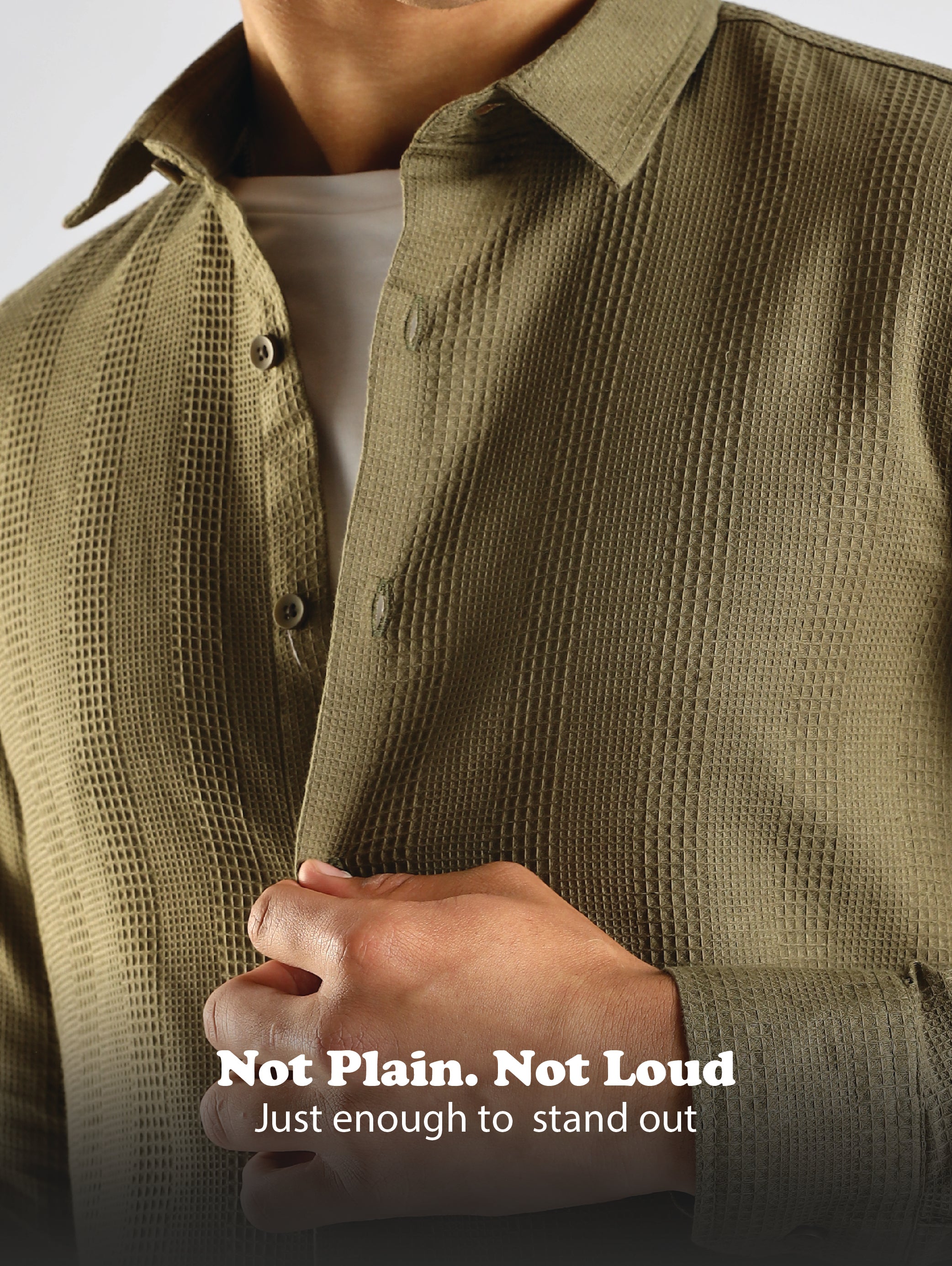 Men Green Textured Cotton Shirt
