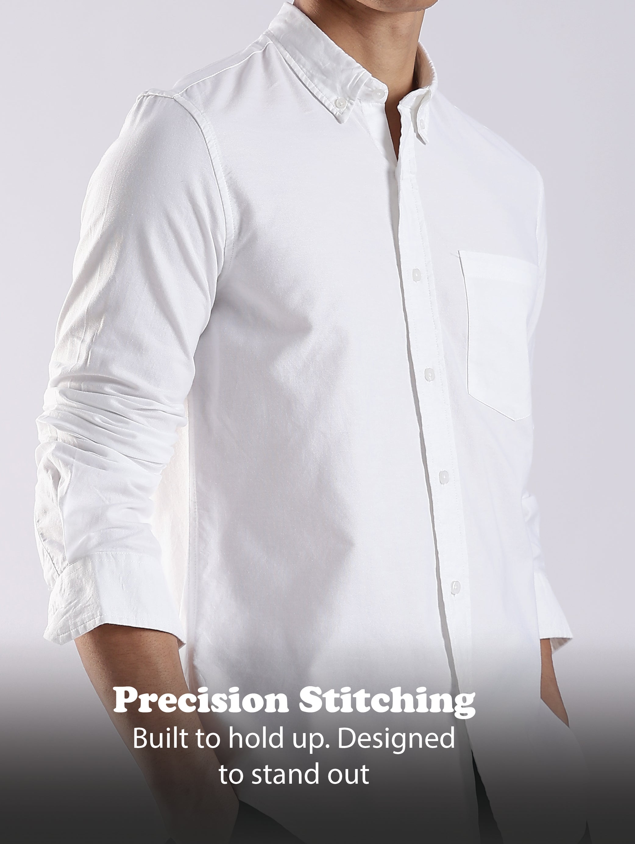 Men White Oxford Solid Shirt