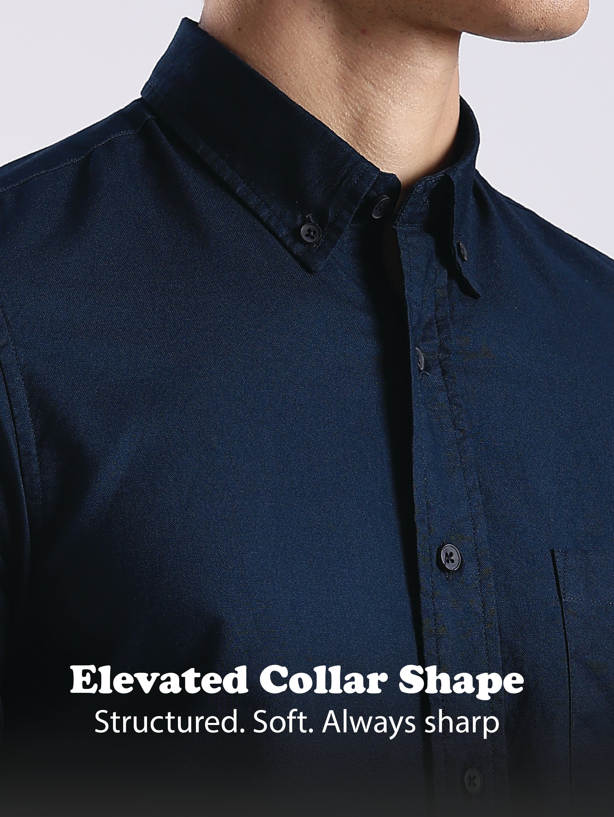 Men Blue Oxford Solid Shirt