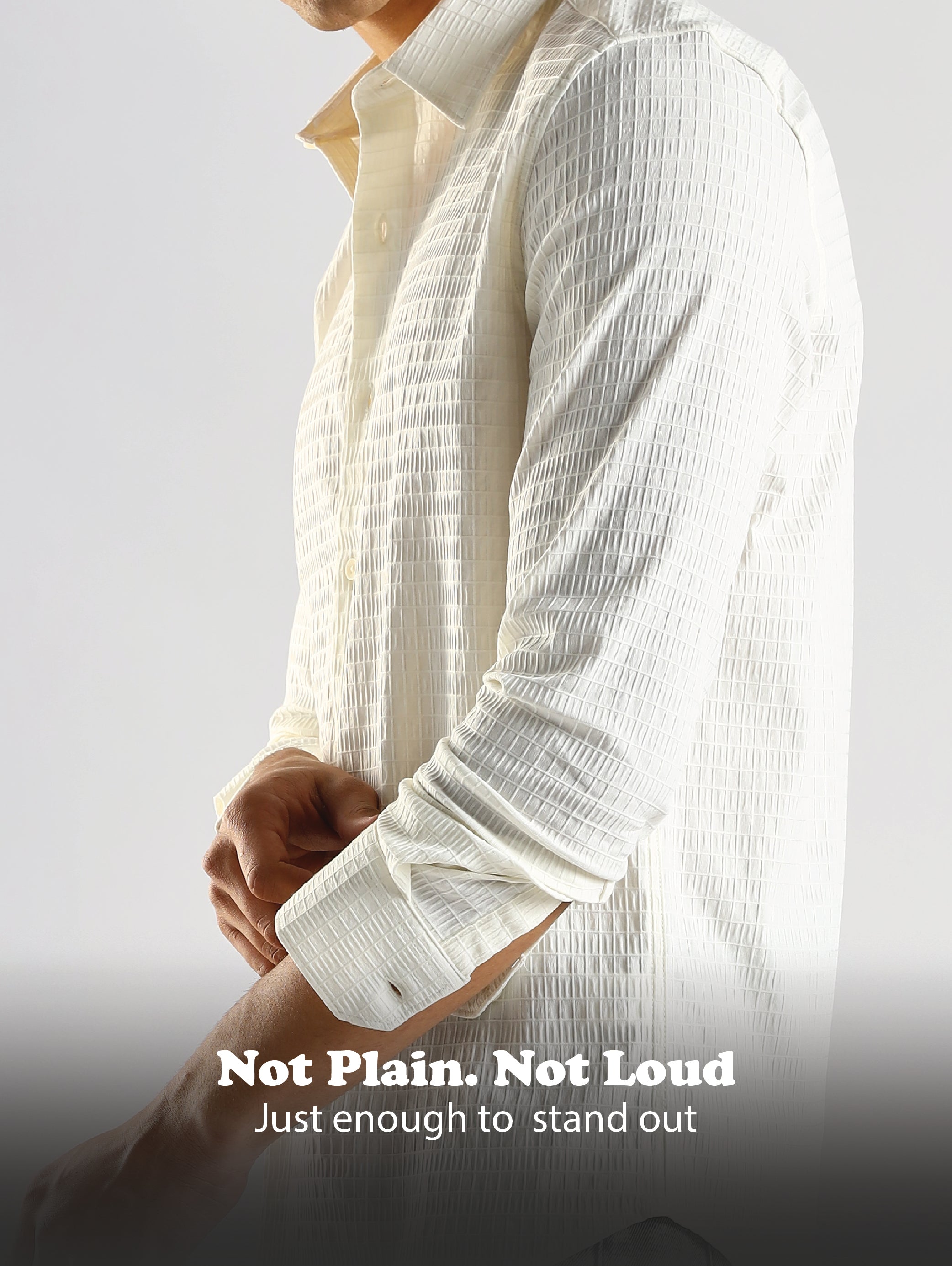 Men White Poly Blend Slim Fit Shirt
