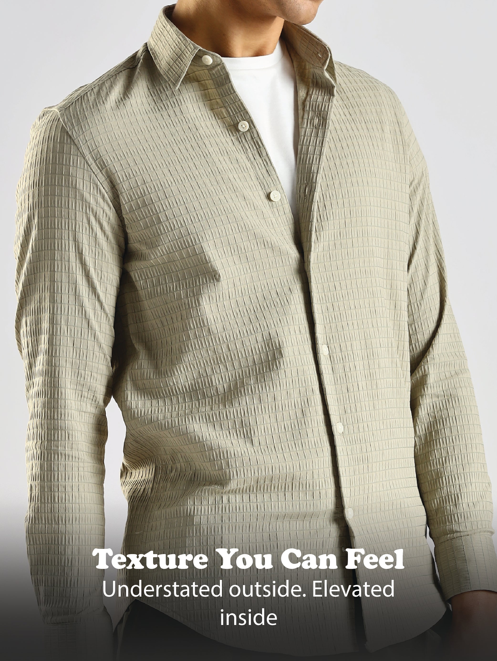 Men Green Poly Blend Slim Fit Shirt
