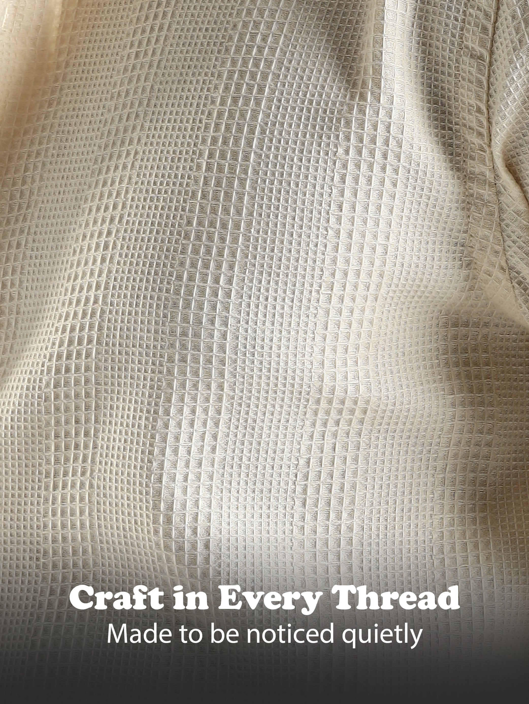 Men Cream Textured Cotton Shirt