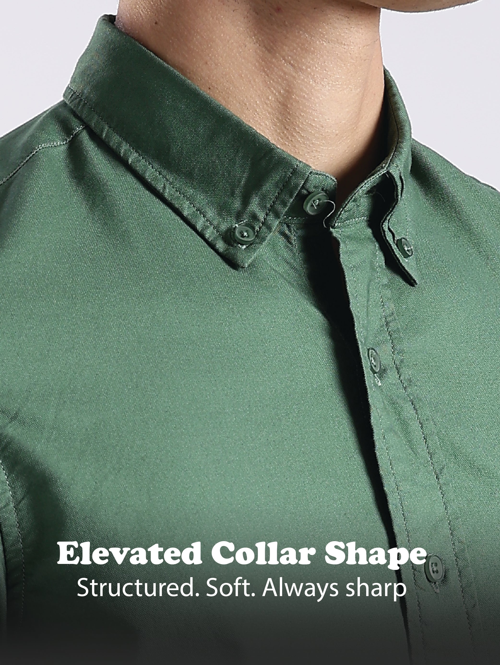 Men Green Oxford Solid Shirt
