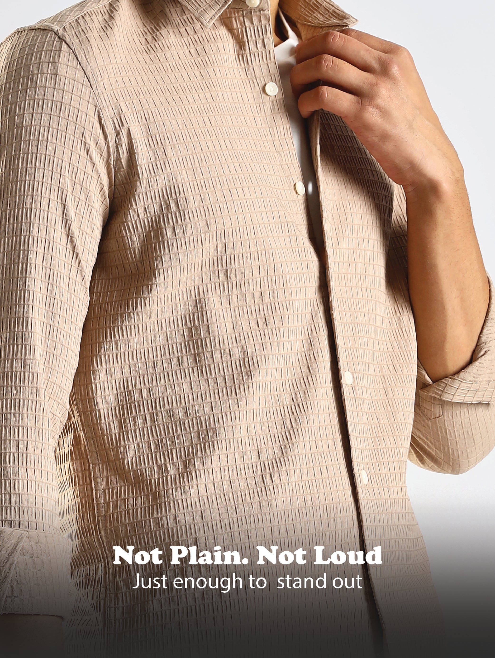 Men Brown Poly Blend Slim Fit Shirt