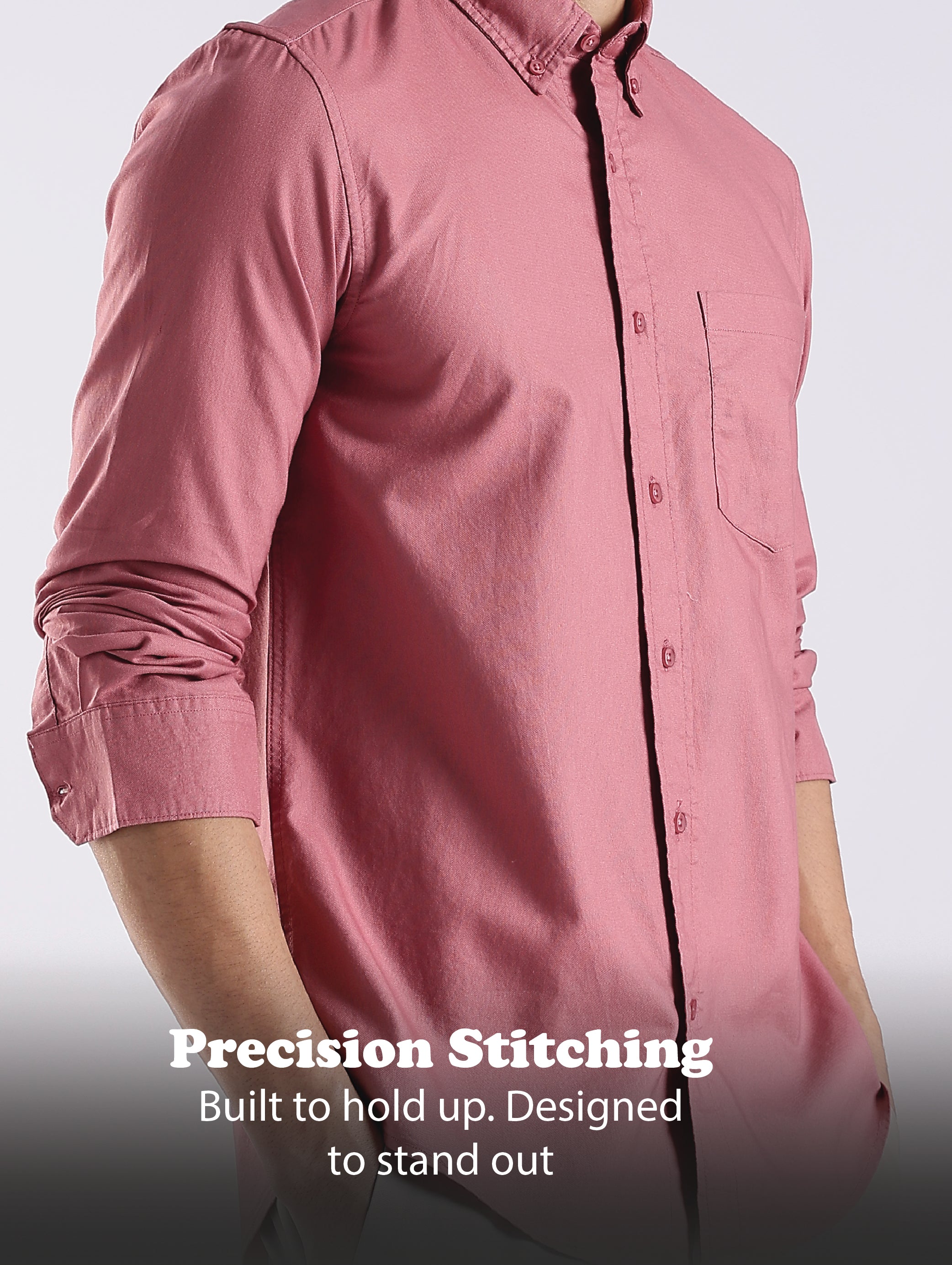 Men Pink Oxford Solid Shirt