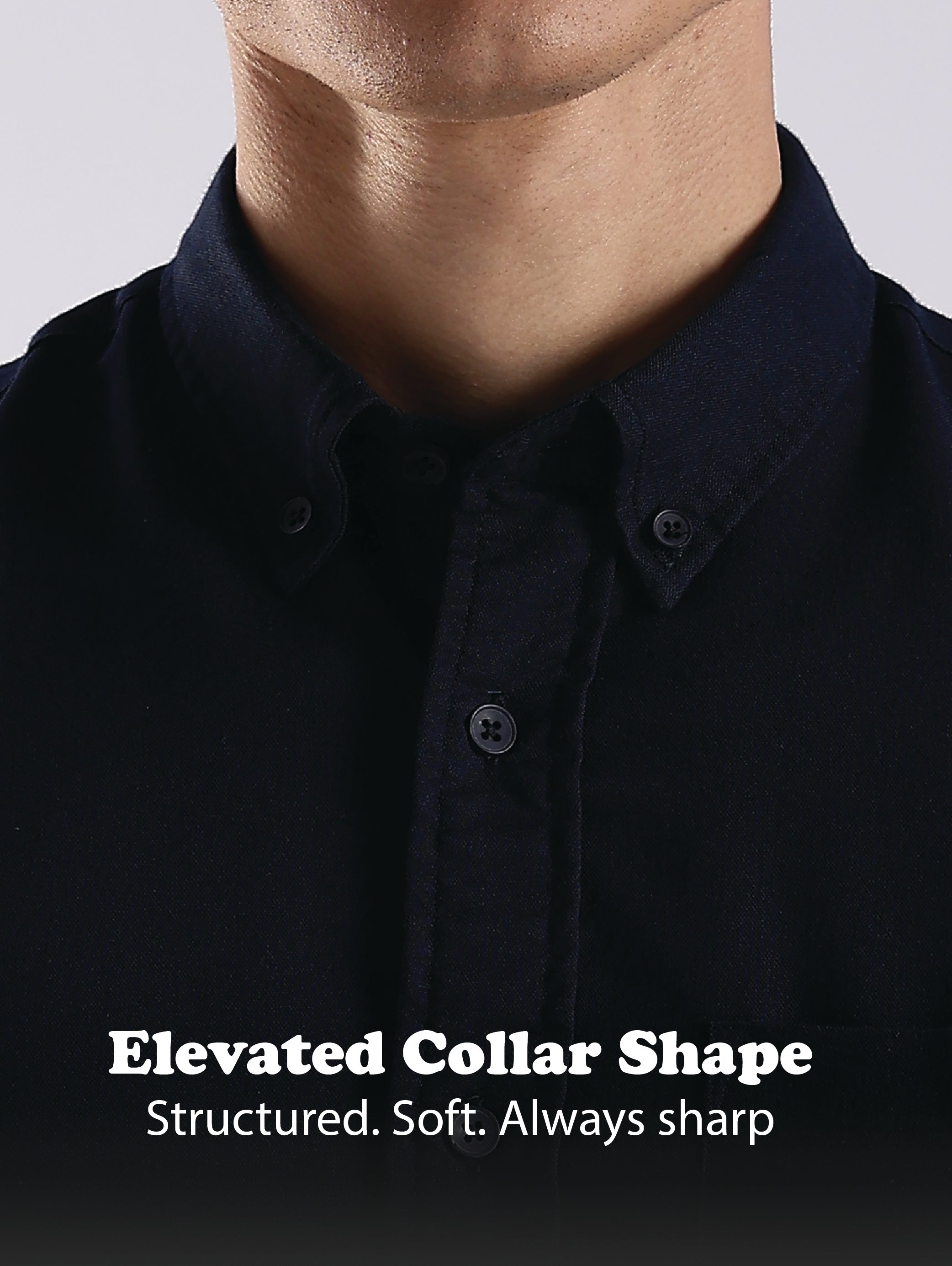 Men Navy Blue Oxford Solid Shirt