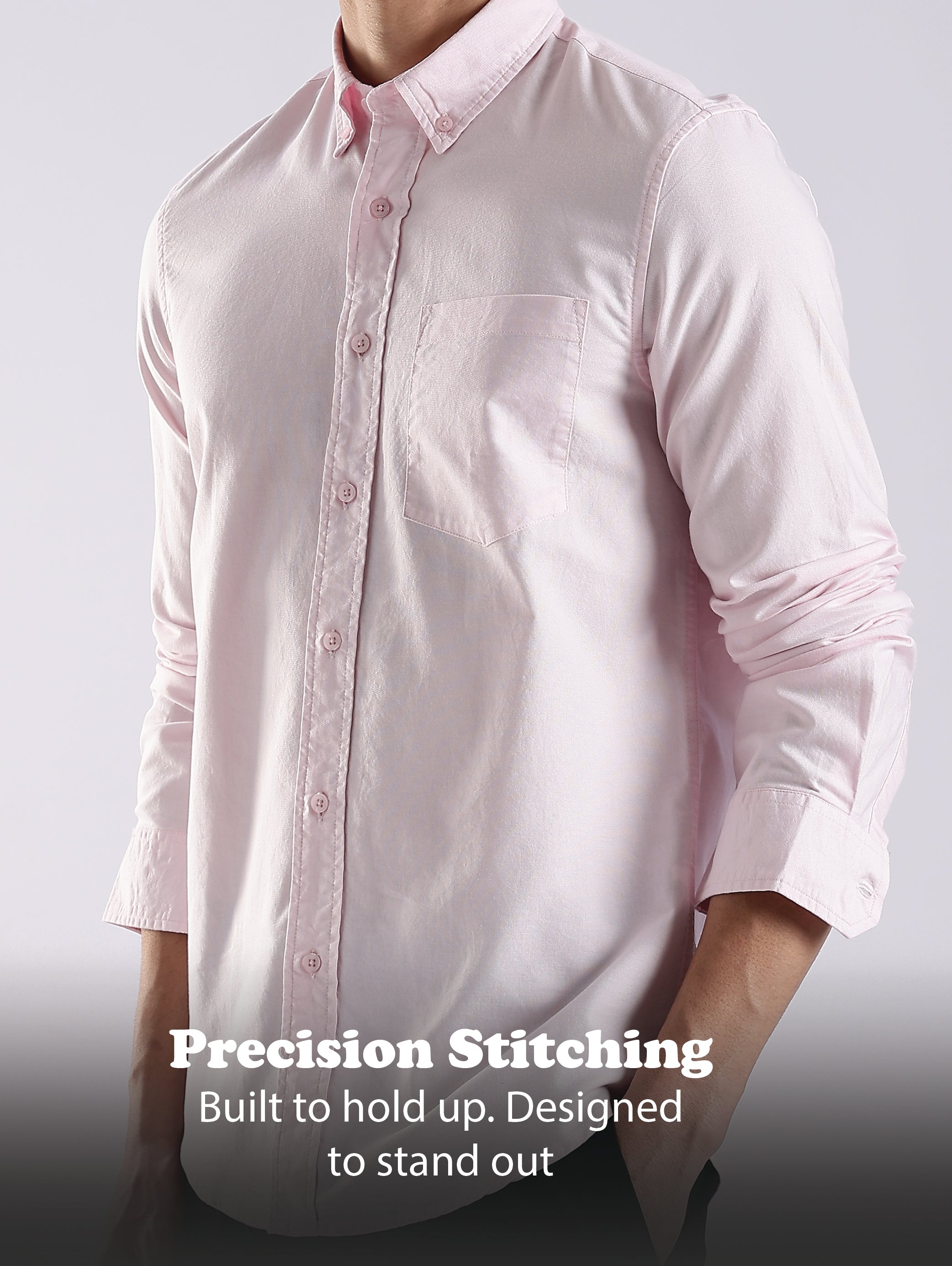 Men Pink Oxford Solid Shirt