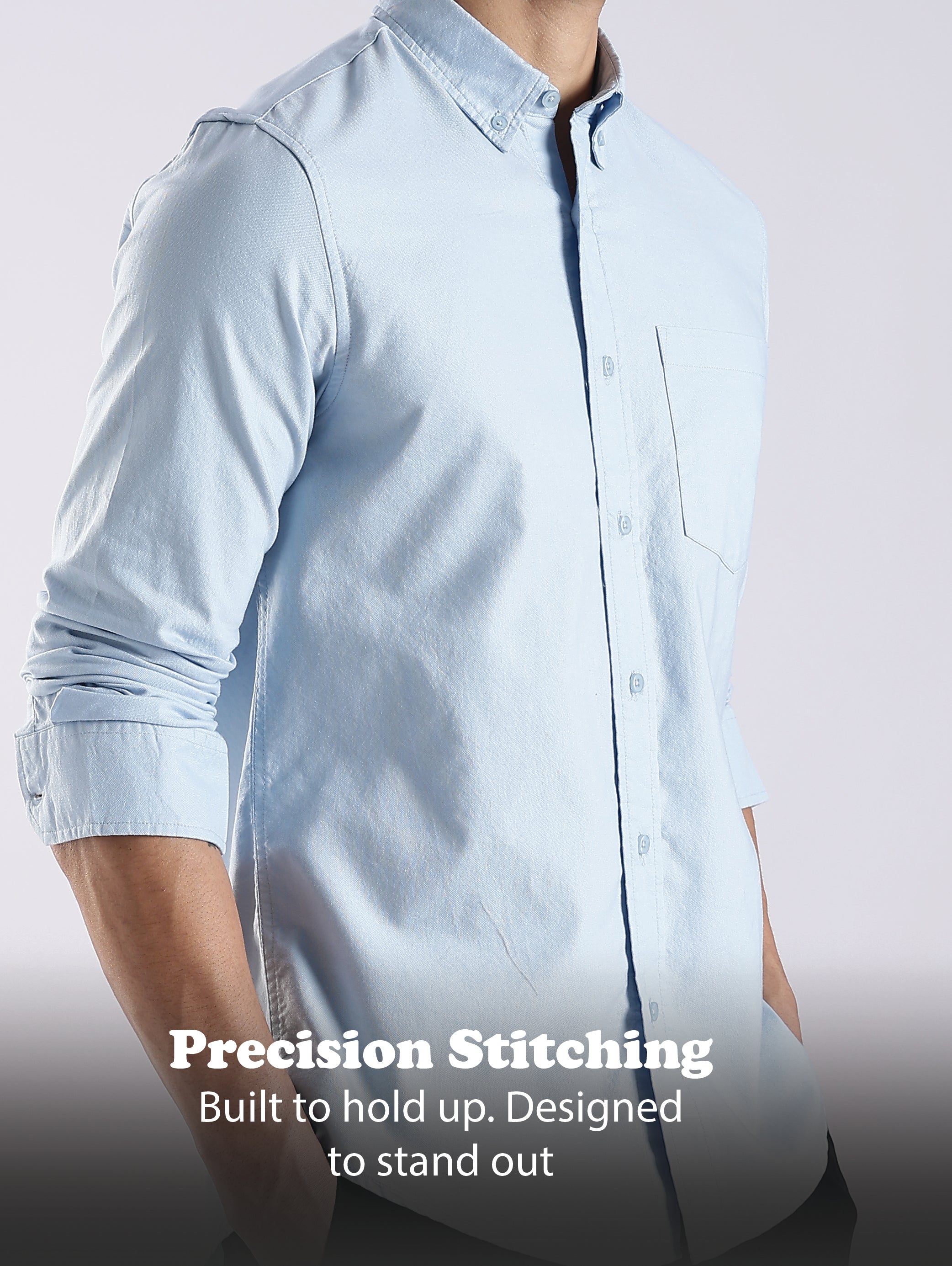 Men Blue Oxford Solid Shirt