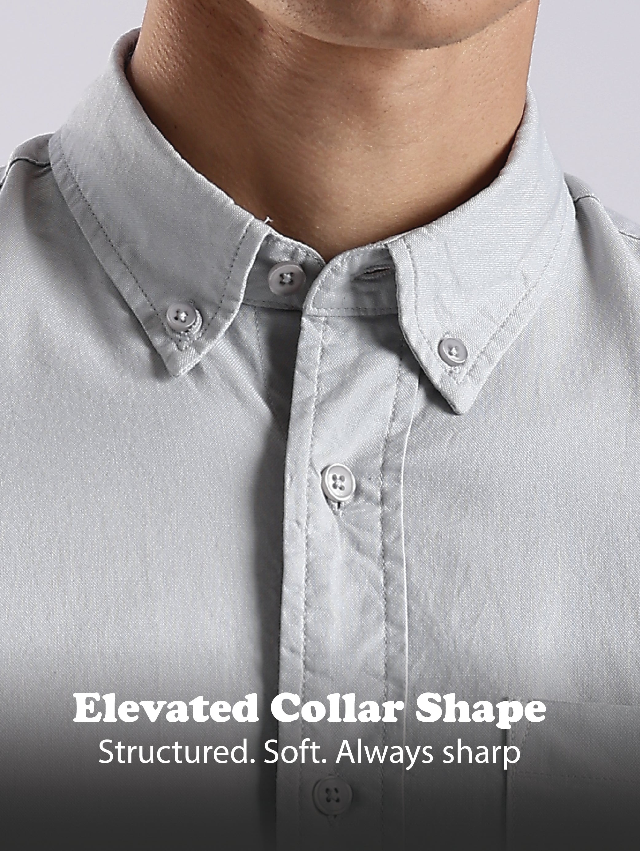 Men Off White Oxford Solid Shirt