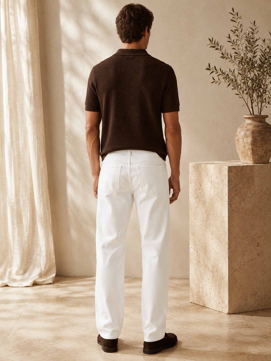 Men White Wide Leg Baggy Jeans