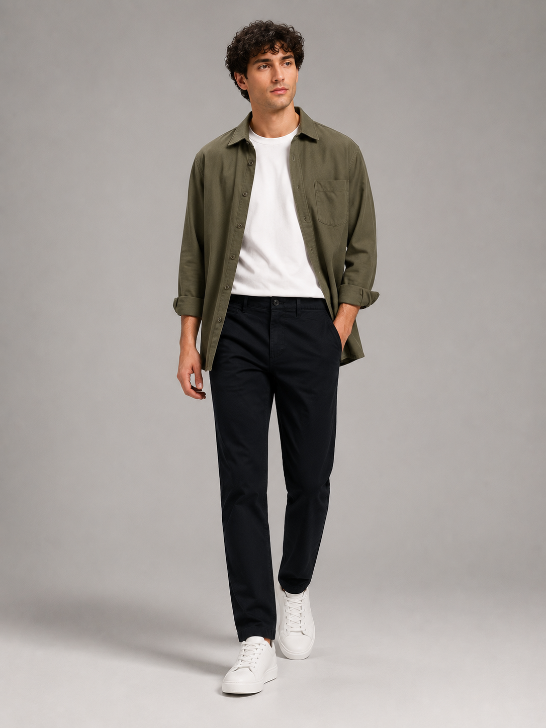 Men Black Tailored Stretchable Chinos