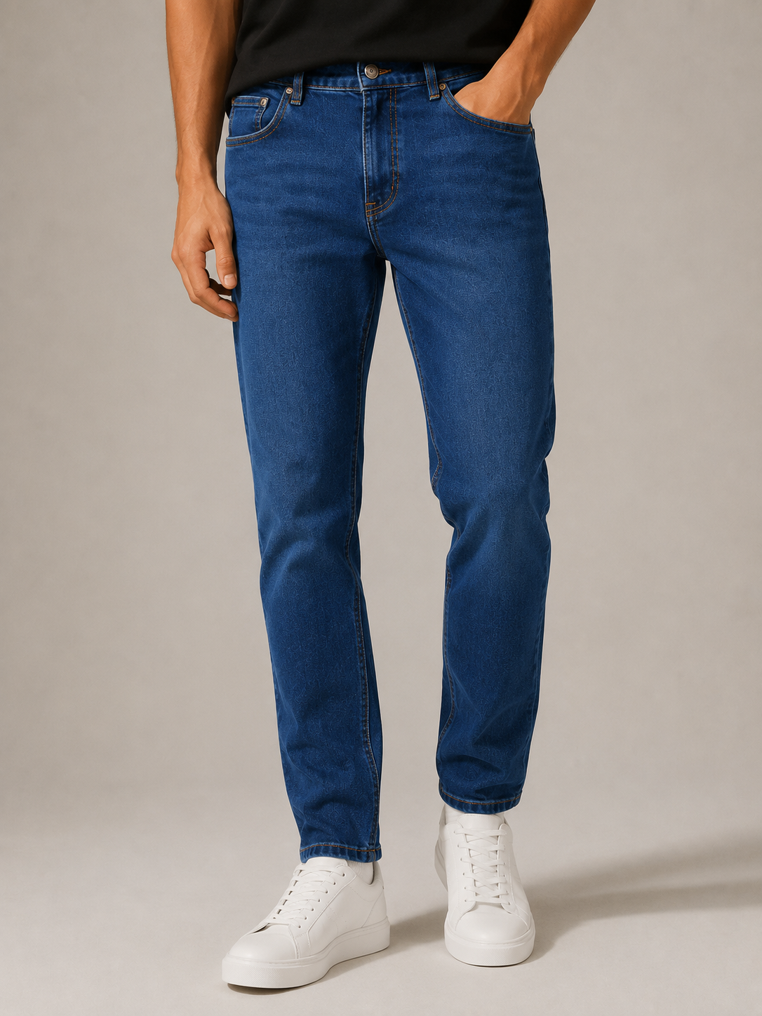 Men Dark Blue Straight Fit Jeans