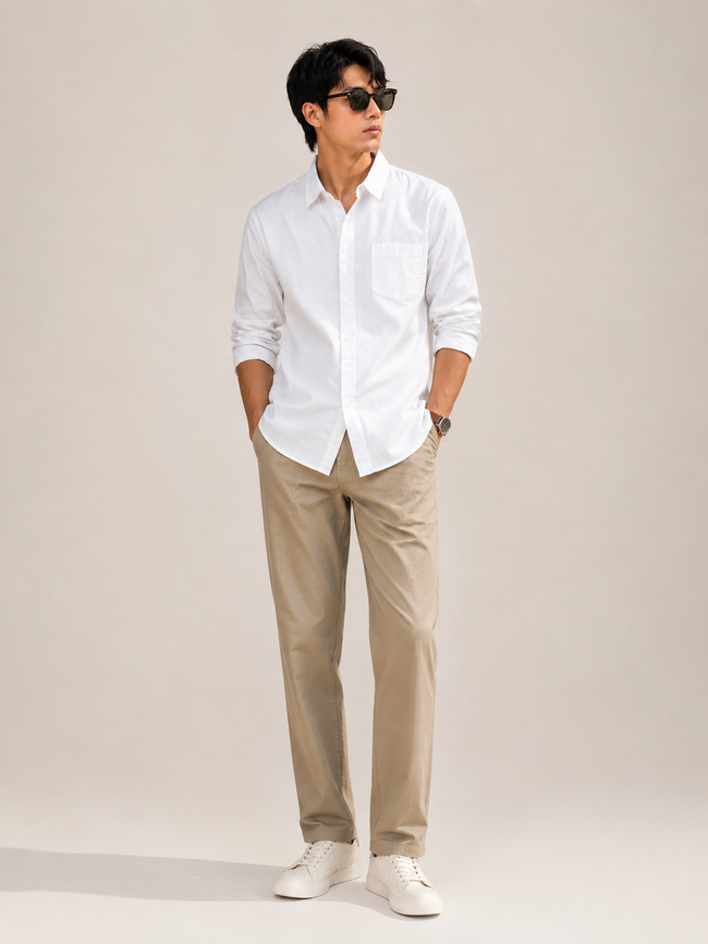 Men White Oxford Button Down Shirt