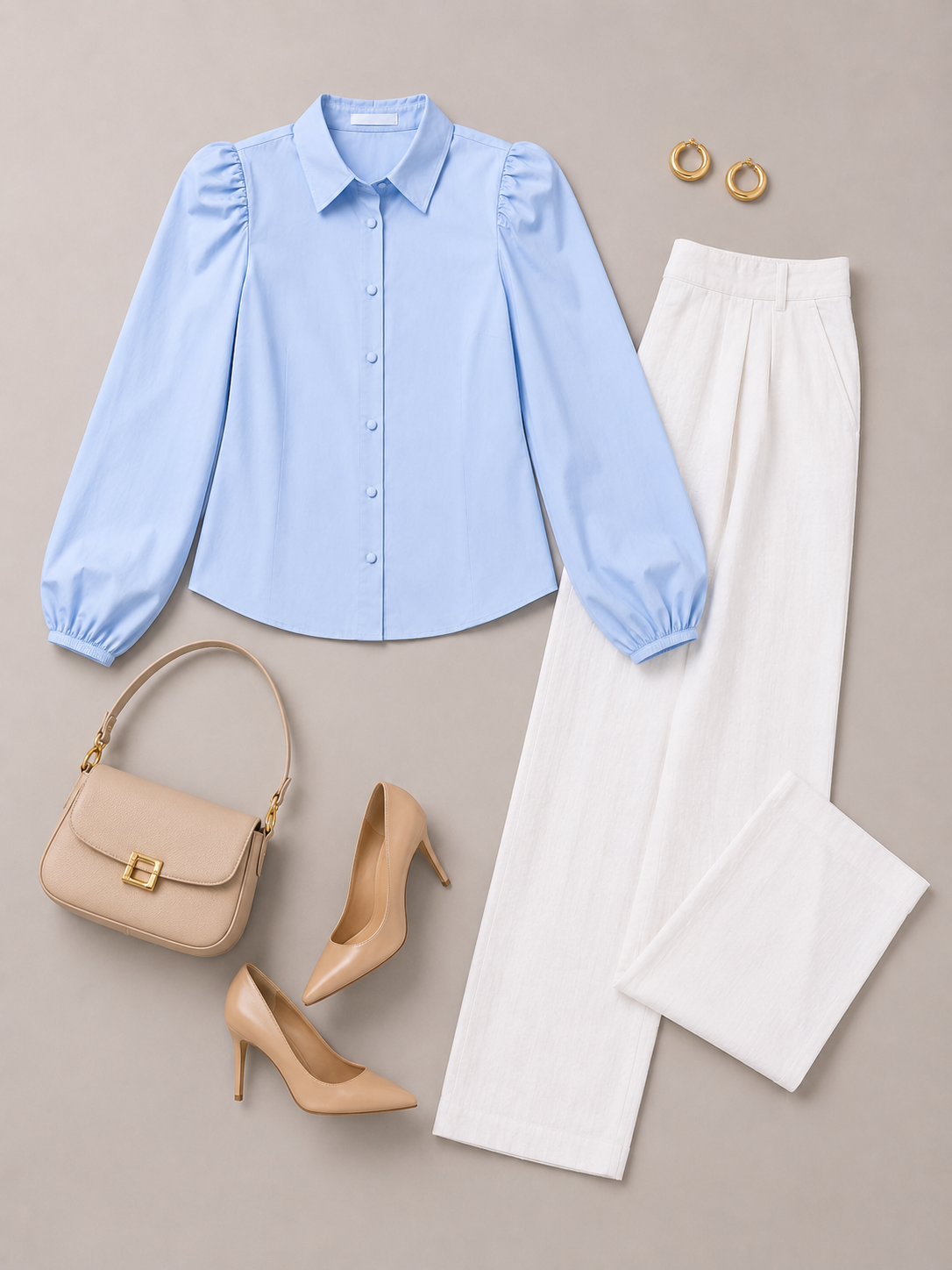 Women Blue Puff Sleeve Shirt