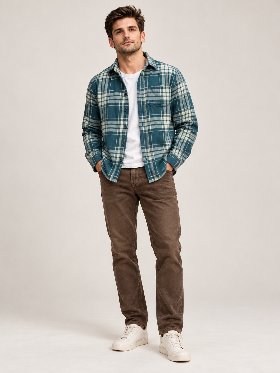 Men Green Checked Casual Shirt