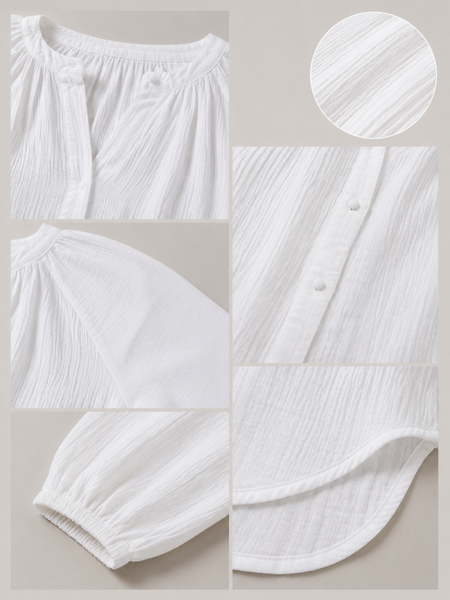 Women White Balloon Sleeve Relaxed Shirt