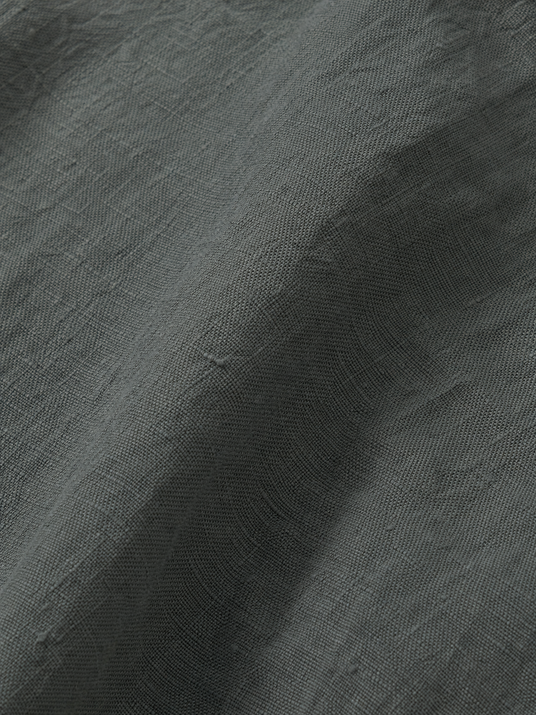Men Olive Linen Band Collar Shirt