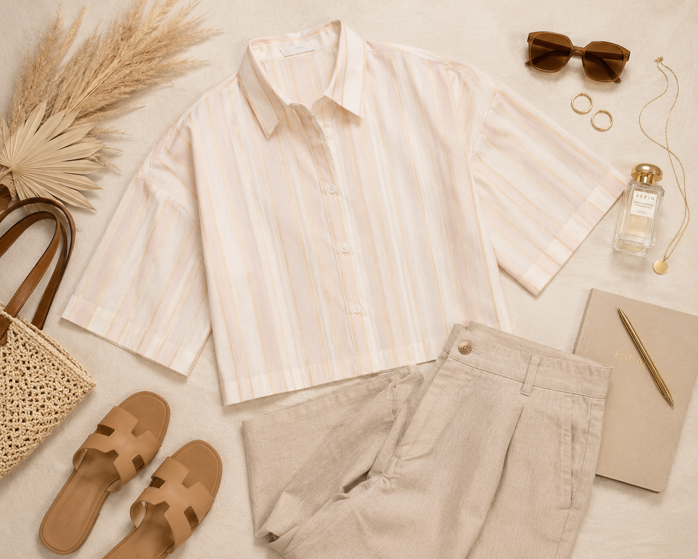 Women Peach Resort Stripe Shirt