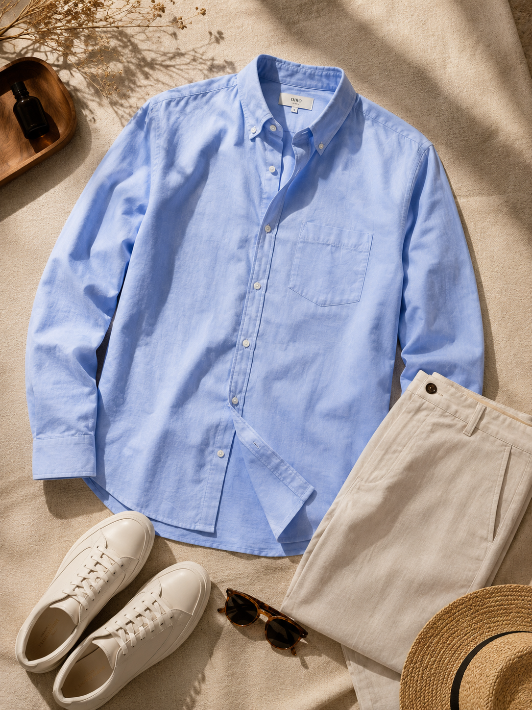 Men Blue Oxford Button Down Shirt