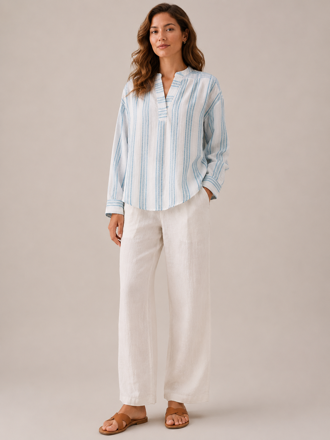 Women Blue Horizontal stripe top
