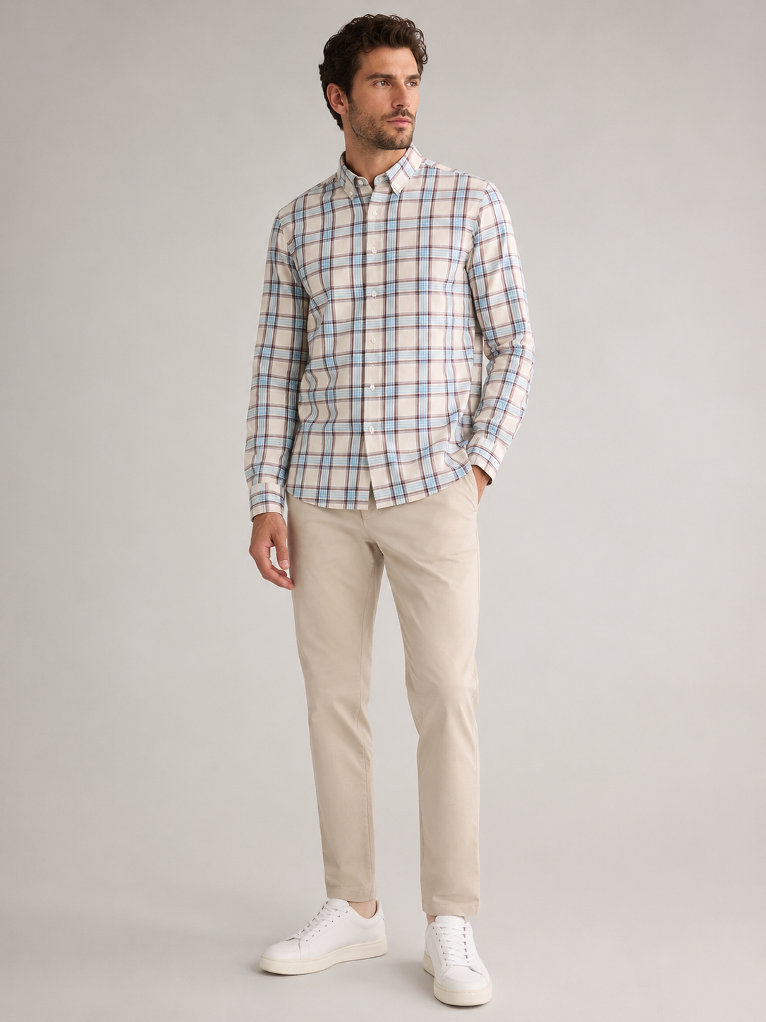 Men Multi Windowpane Check Shirt