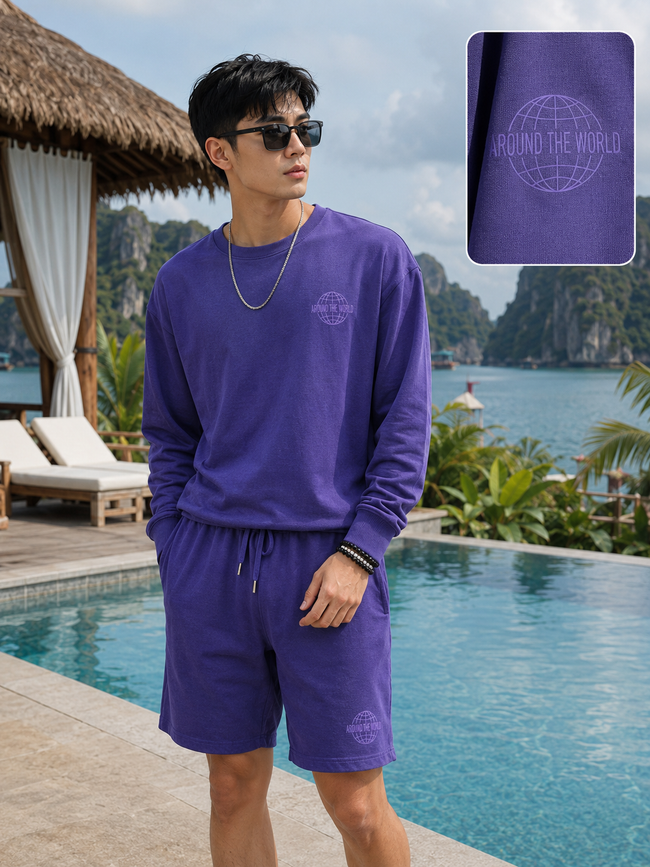 Men Purple Oversized Co-ord Set