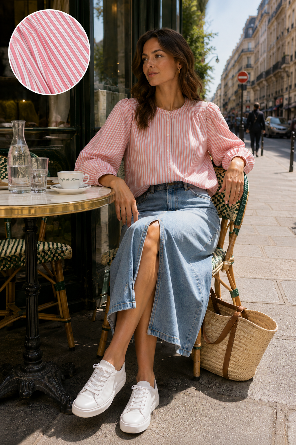 Women Pink Effortless Volume Stripe Shirt