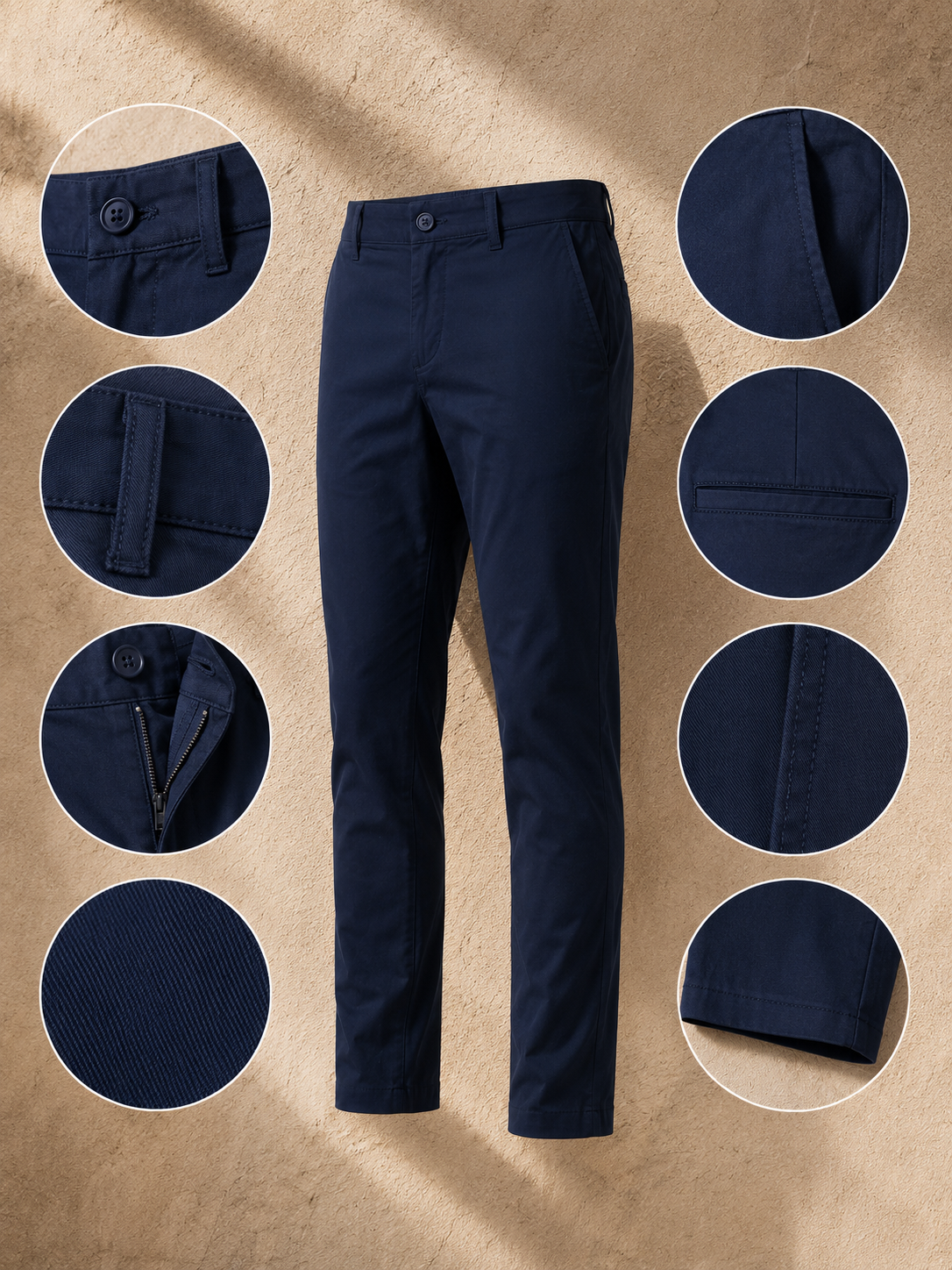 Men Navy Tailored Fit Trousers