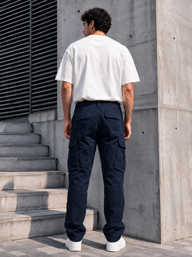 Men Dark Navy Cargo Pant