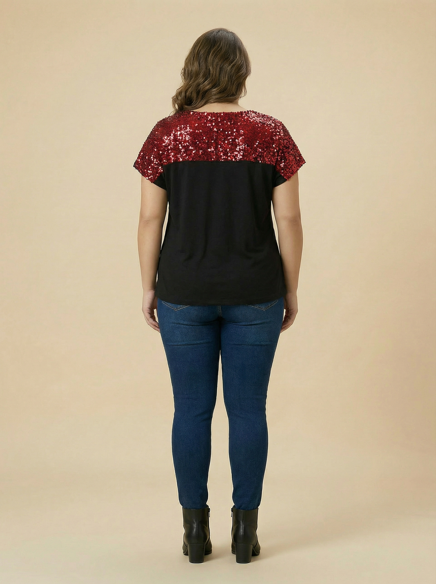 Women Black Colorblock Top