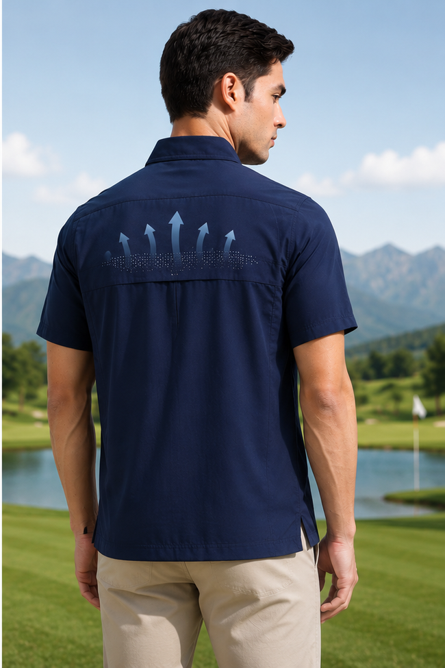 Men Navy AirFlow Short Sleeve Shirt