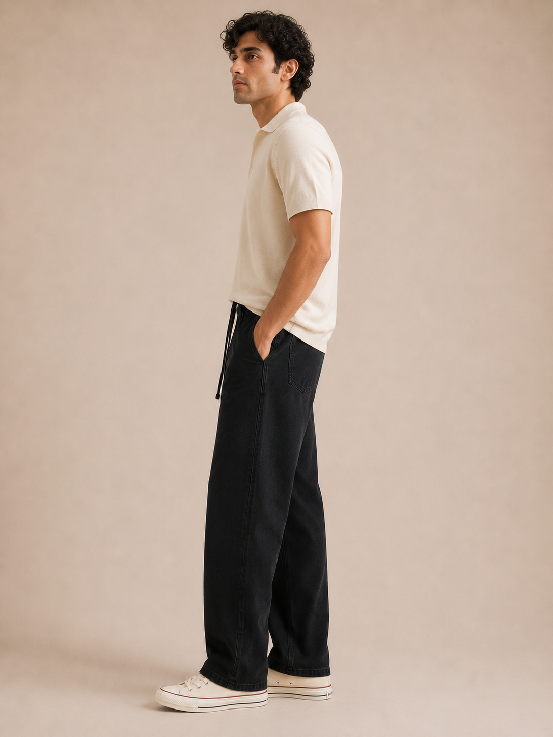 Men Black Wide Leg Baggy Jeans