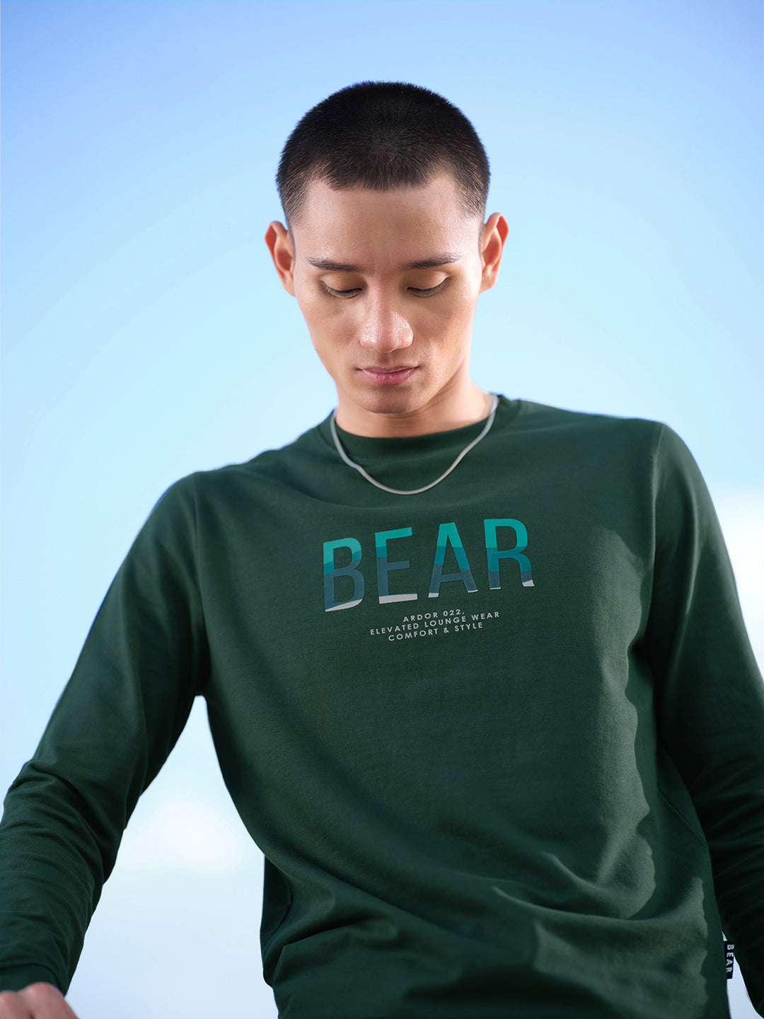 Men Ardor Edition Green Slim Fit Printed Pure Cotton Sweatshirt