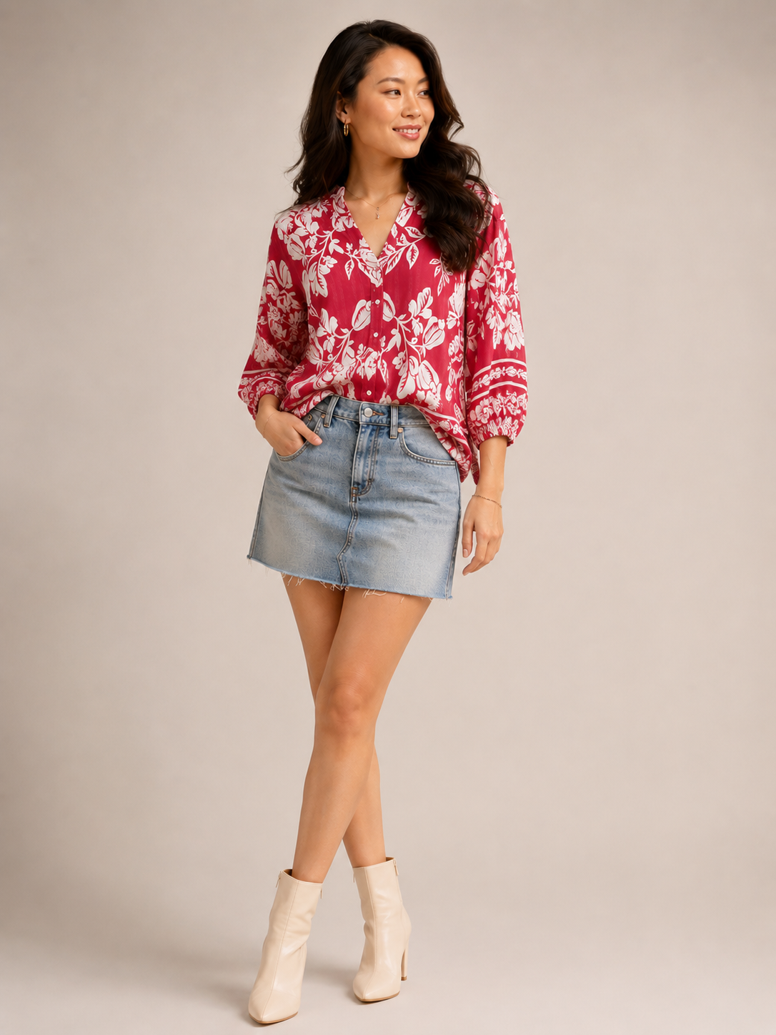 Women Red Floral printed Shirt