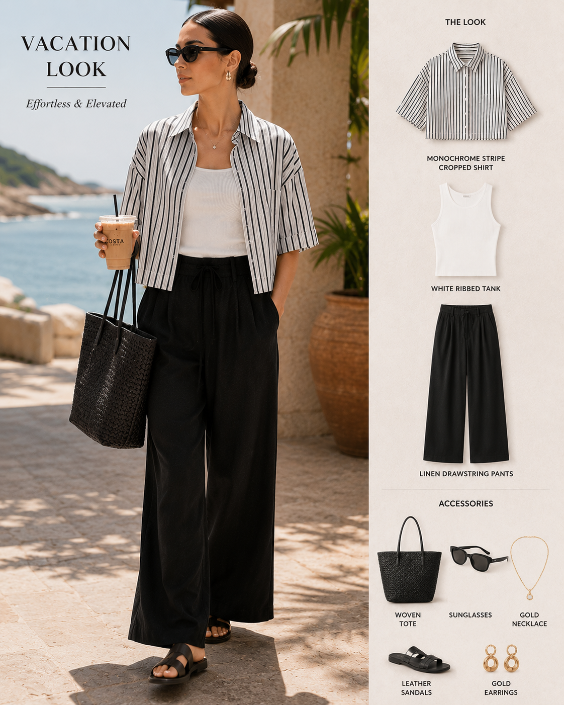 Women Monochrome Stripe Oversized Shirt