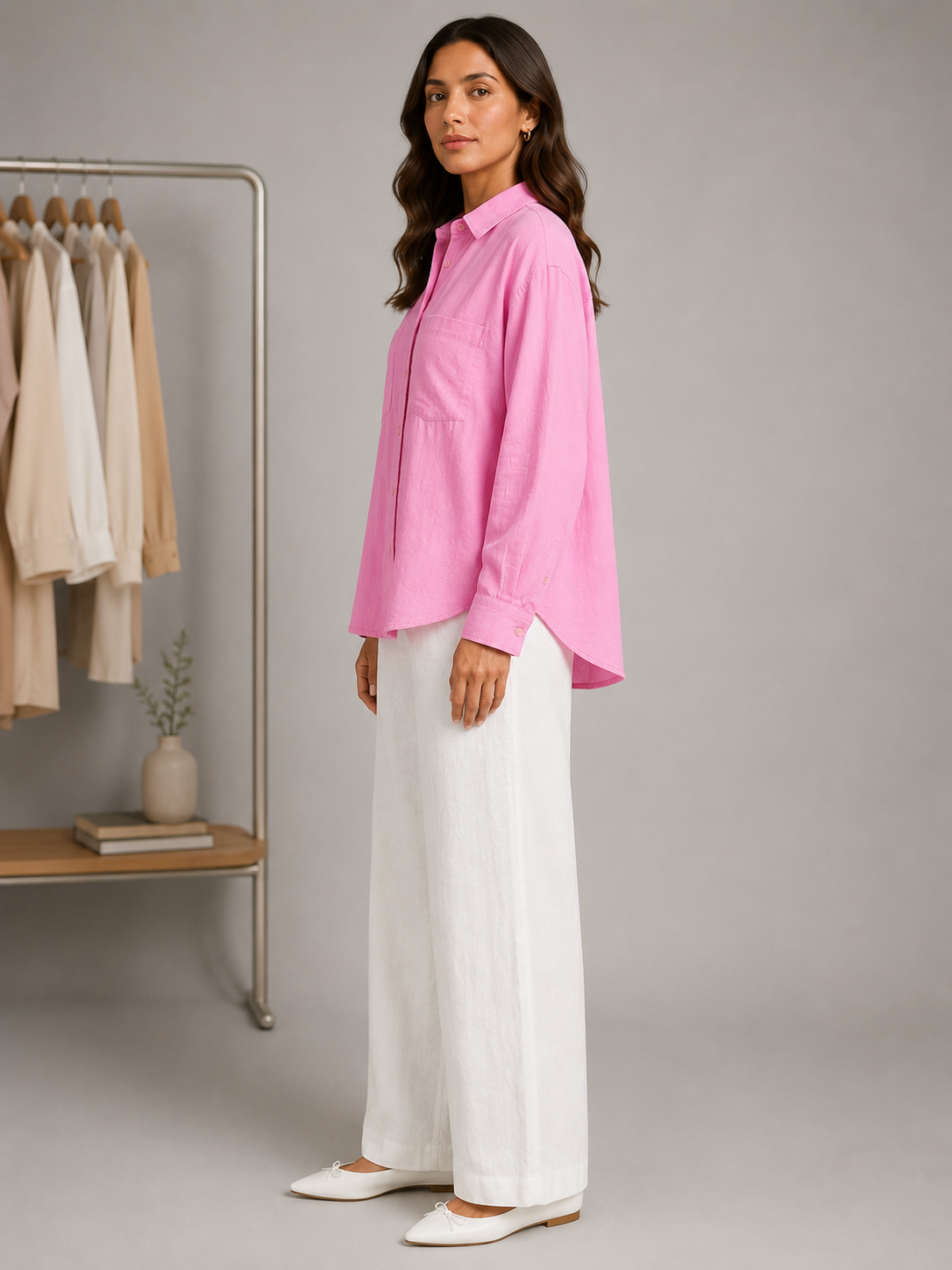 Women Pink Classic Shirt