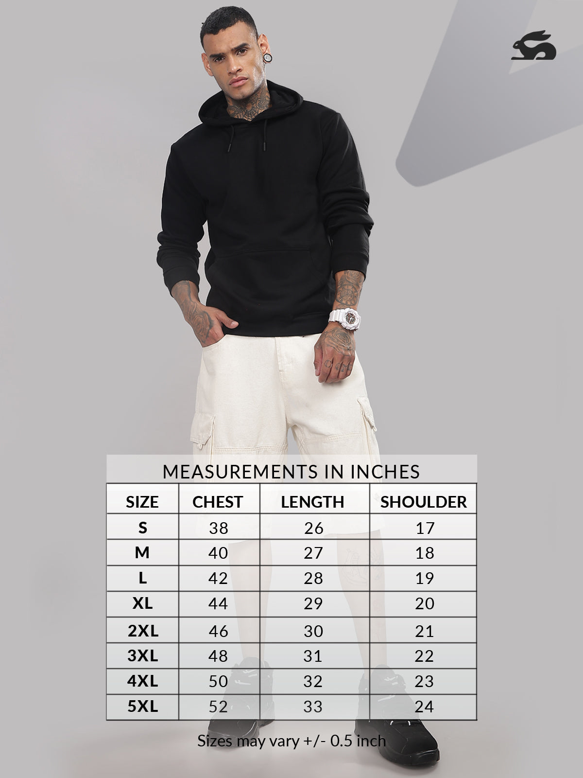 Men Black Cotton Fleece Hoodie