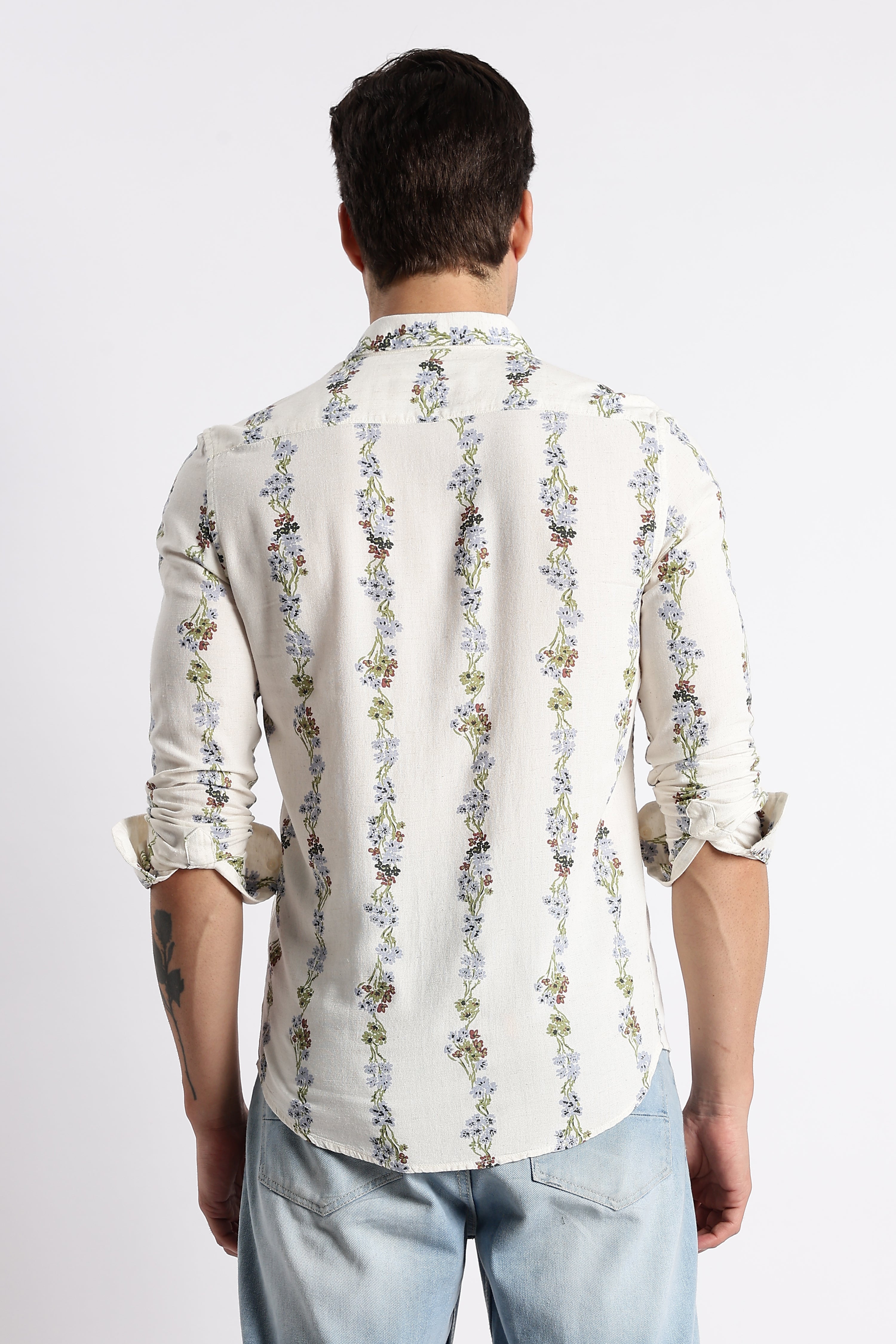 Men Floral Stripe Printed Shirt