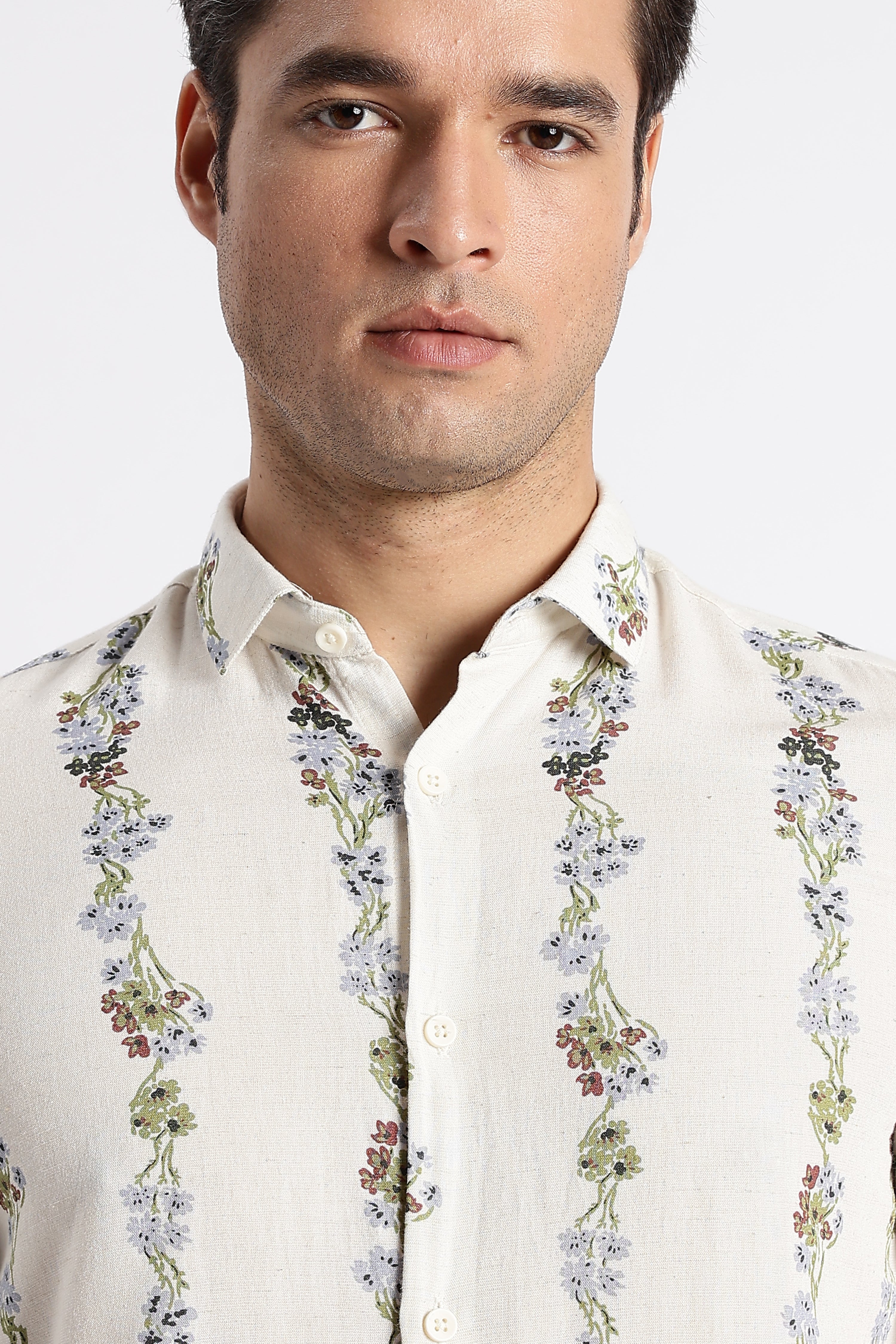 Men Floral Stripe Printed Shirt