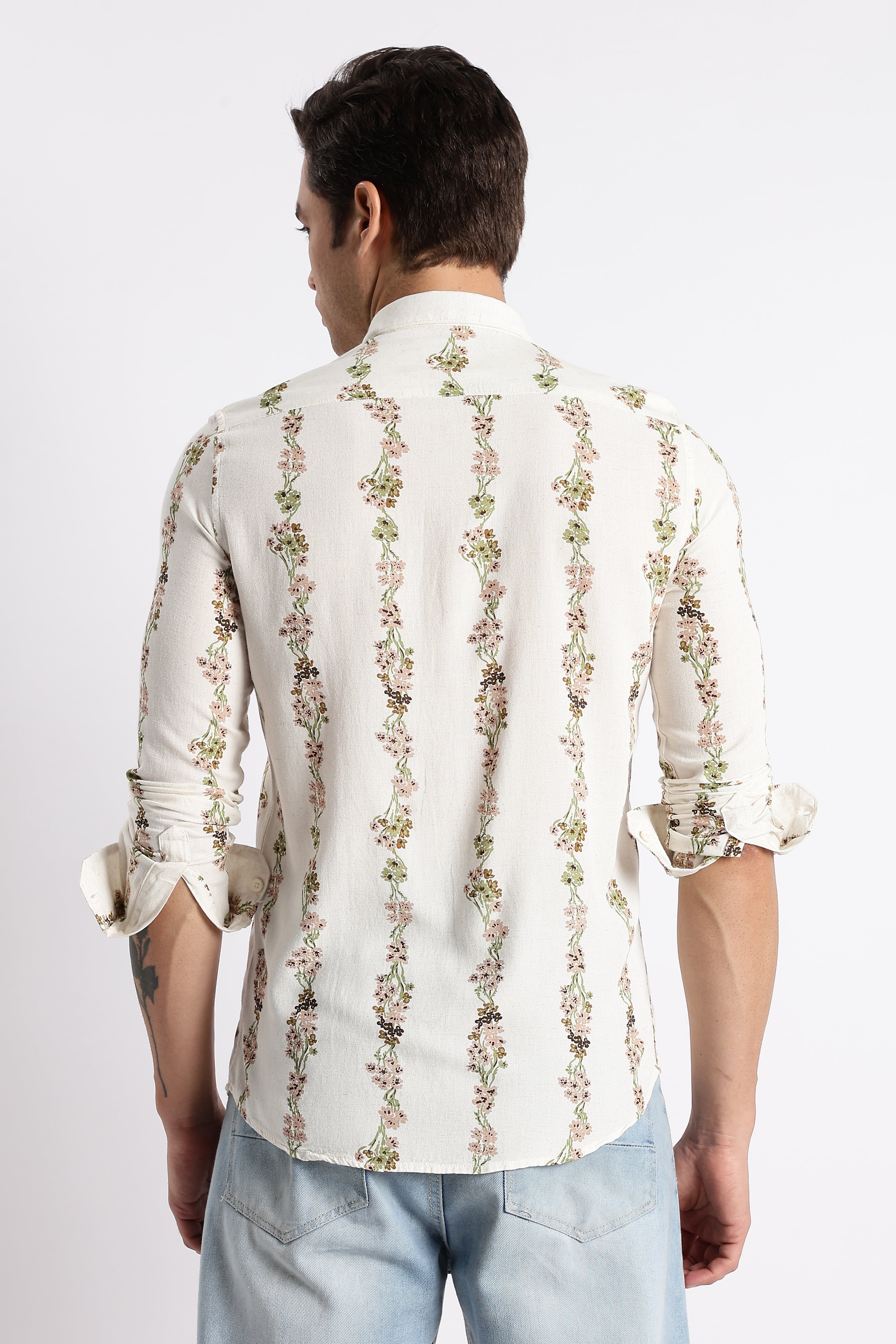 Men Floral Stripe Printed Shirt