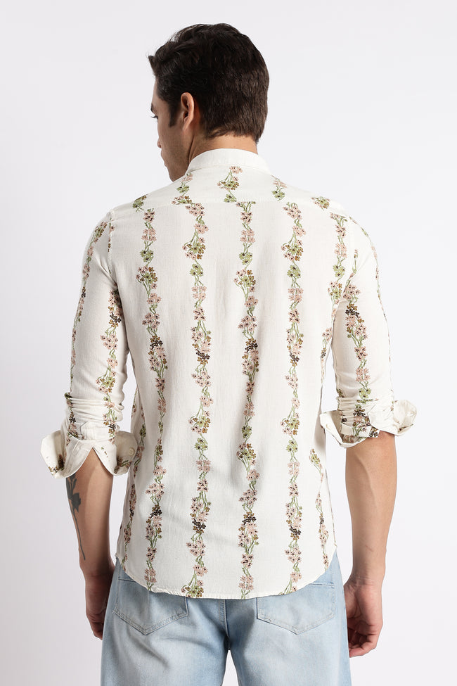 Men Floral Stripe Printed Shirt
