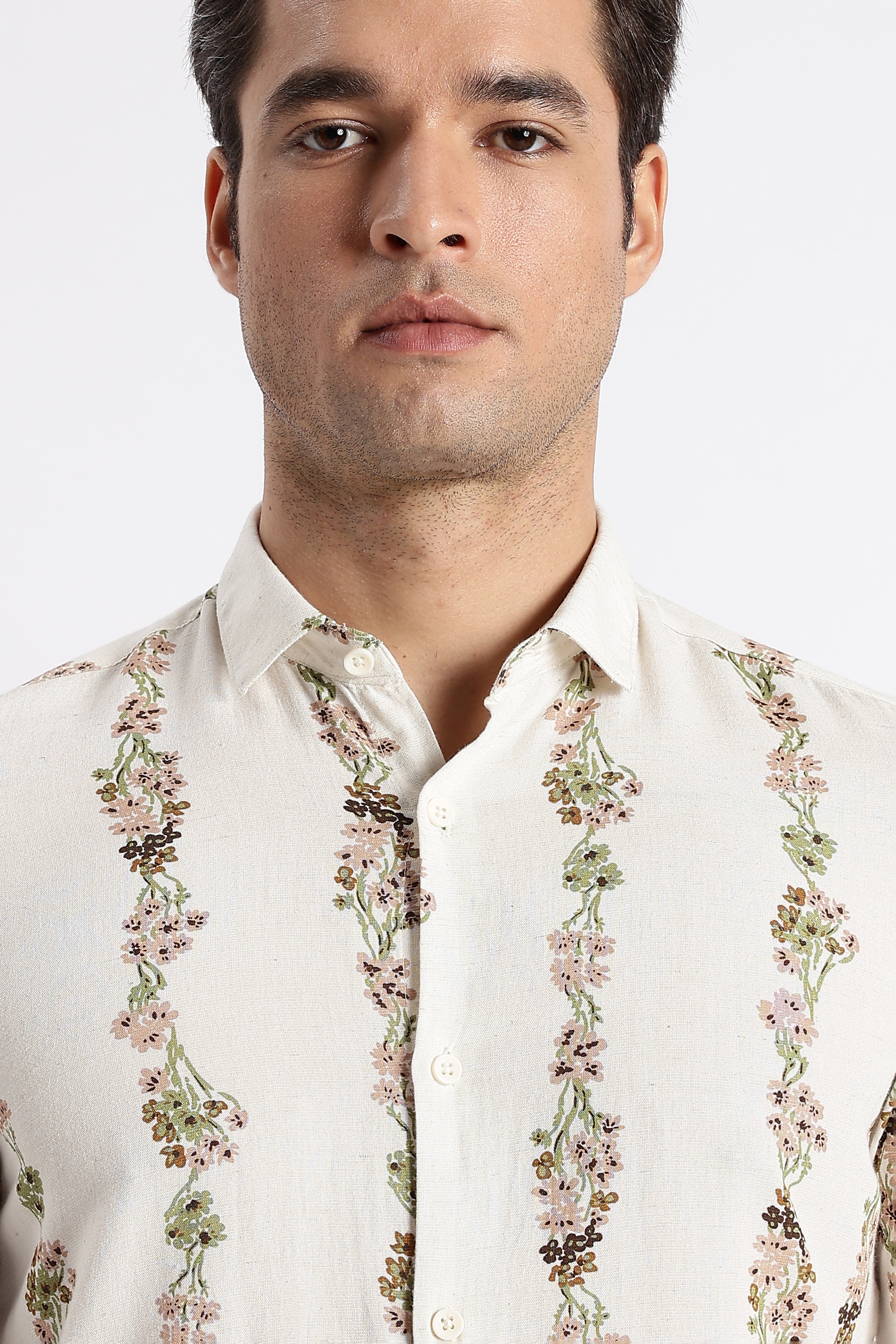 Men Floral Stripe Printed Shirt