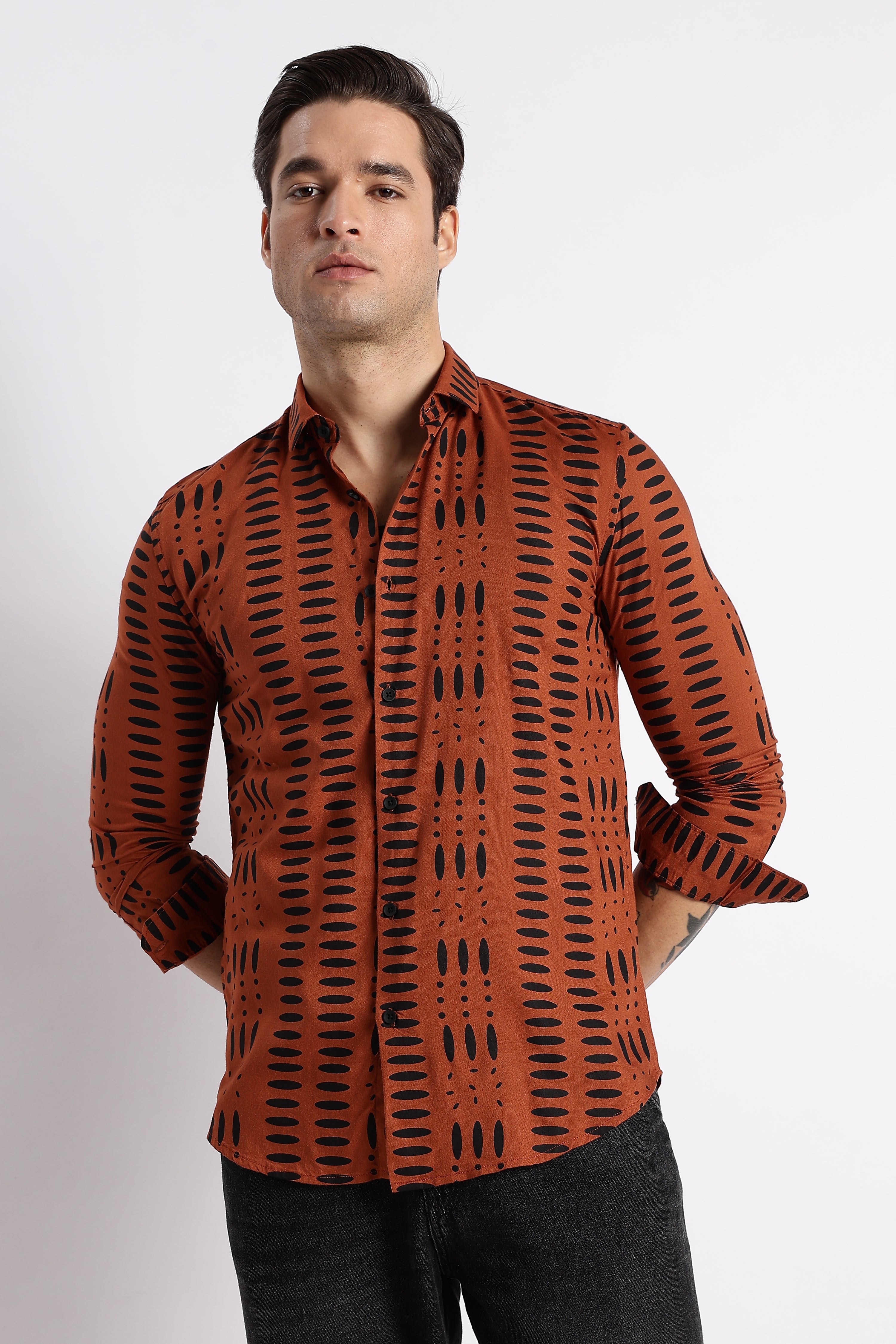 Men Midnight Ember Printed Shirt