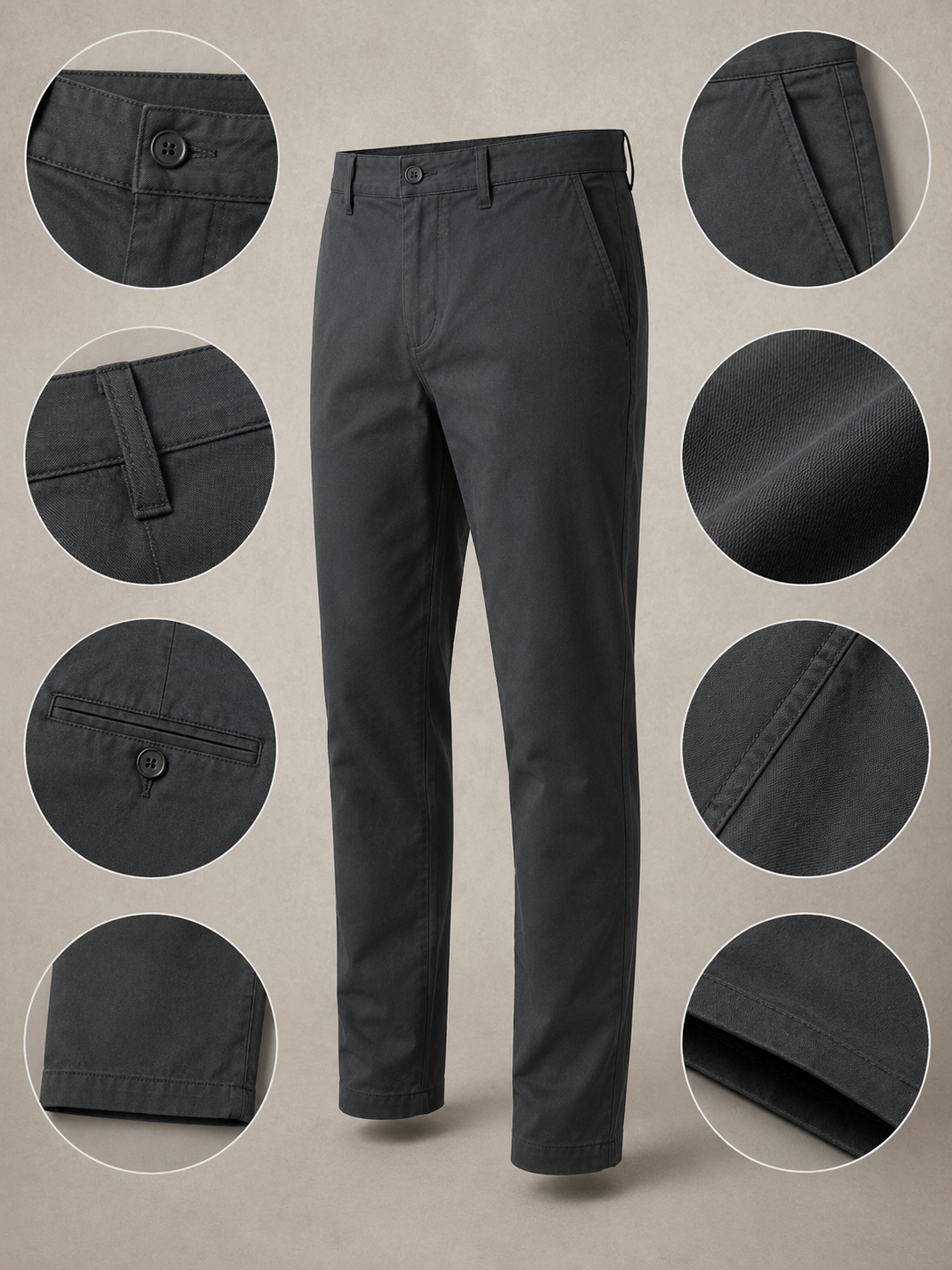 Men Dark Grey Tailored Fit Trousers