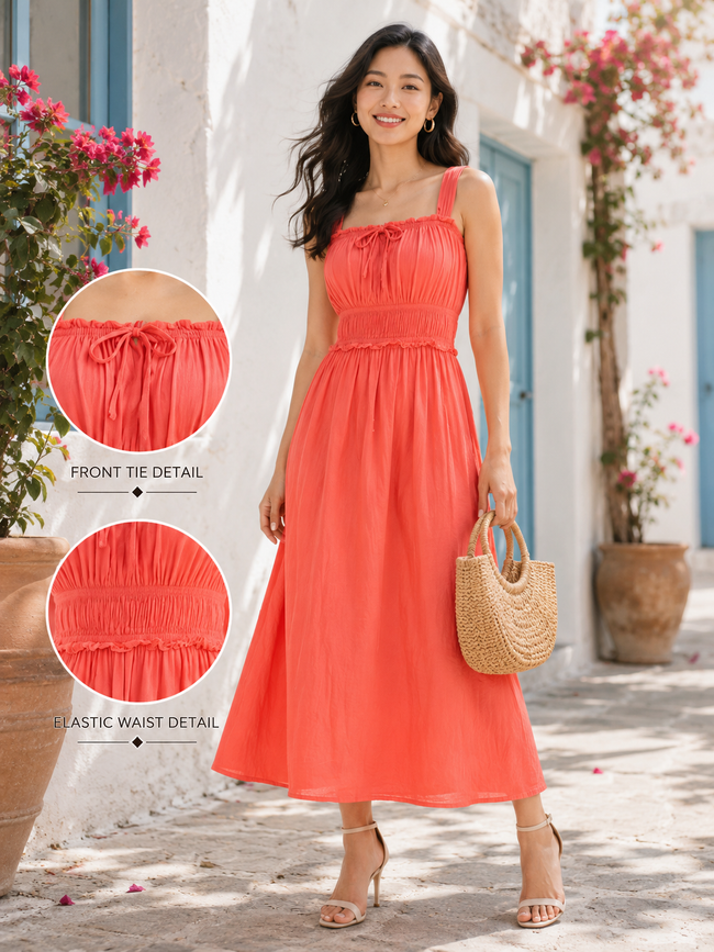 Women Maxi Elastic Waist Dress